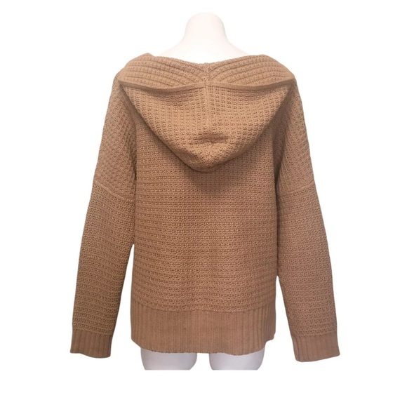 Rachel Zoe Women’s Sweater Hoodie V-Neck Chunky Knit Carmel / Tan - SZ Med - Picture 1 of 7